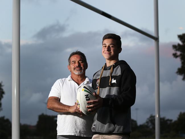 Peter Mamouzelos with father Peter. Picture: Daniel Aarons