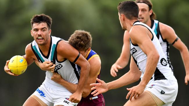 Port Adelaide’s Riley Bonner during the AFL Marsh Community Series.