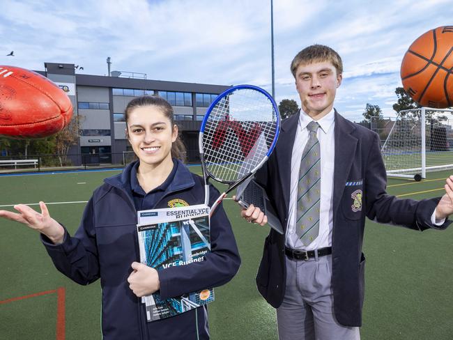 Principal Mark Aiello and Deputy Principal Mary Douris with students at Parade College, Preston Campus.Picture by Wayne Taylor 20th June 2024