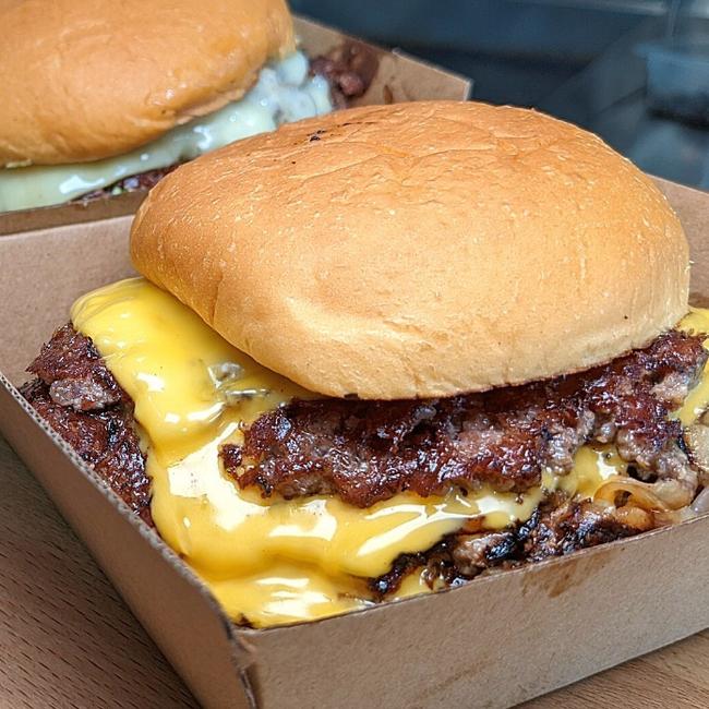 Beef and plenty of it, the smashed fried onion cheeseburger.