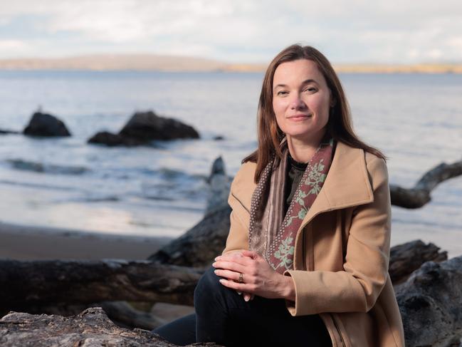 Tasmanian author Katherine Johnson, the winner of The Australian Fiction Prize for her novel set on Maria Island off TasmaniaÃs east coast.photographed near her home at Hinsby Beach in the Hobart suburb of Taroona.03/12/2024photo - Peter Mathew