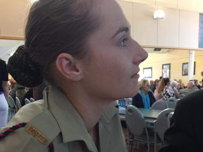 Natasha Rowley, 20, in her military uniform. Picture: Facebook