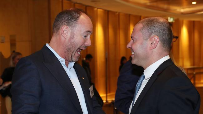 Federeal Treasurer Josh Frydenberg with Luke Sayers in 2019.