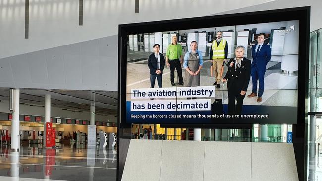 Canberra Airport erected billboards in the hope of increasing pressure on premiers to reopen borders.