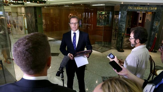 The Tattersalls Club president Stuart Fraser after the club held the vote. Picture: AAP