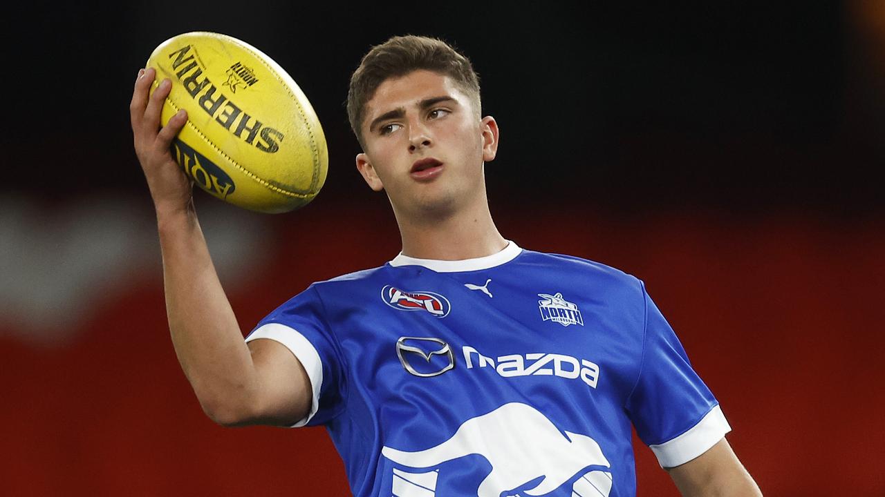 Harry Sheezel starred at half-back for the Kangaroos. Picture: Daniel Pockett/Getty Images