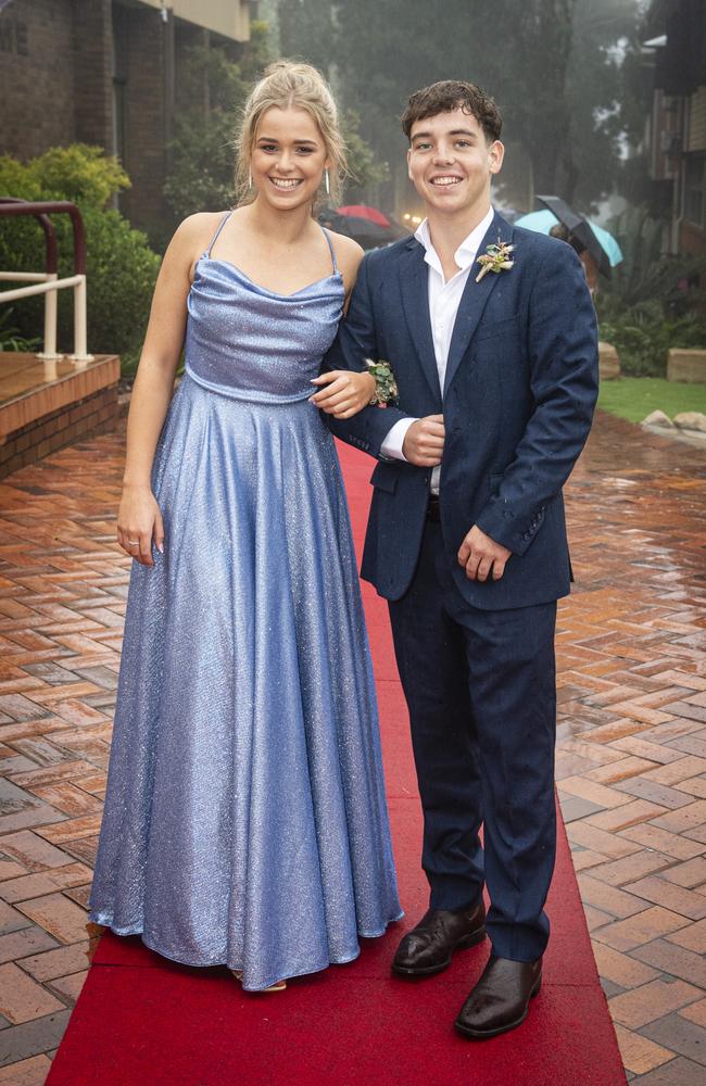 Georgia Hoffmann and partner Olley Spicer at Fairholme College formal, Wednesday, March 27, 2024. Picture: Kevin Farmer