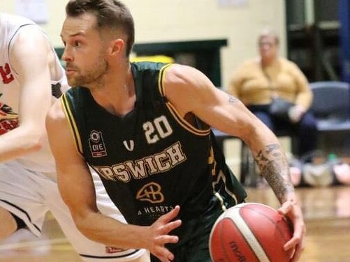 Ipswich Force basketballer Nathan Sobey playing in the 2020 Queensland State League competition.