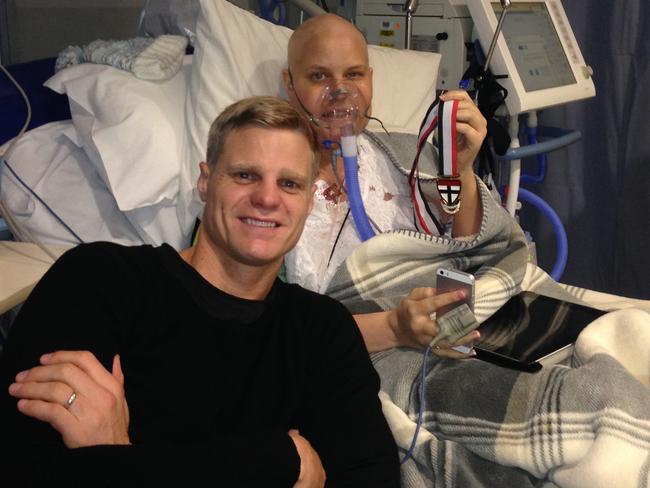 Nick Riewoldt at hospital with his sister Maddie.