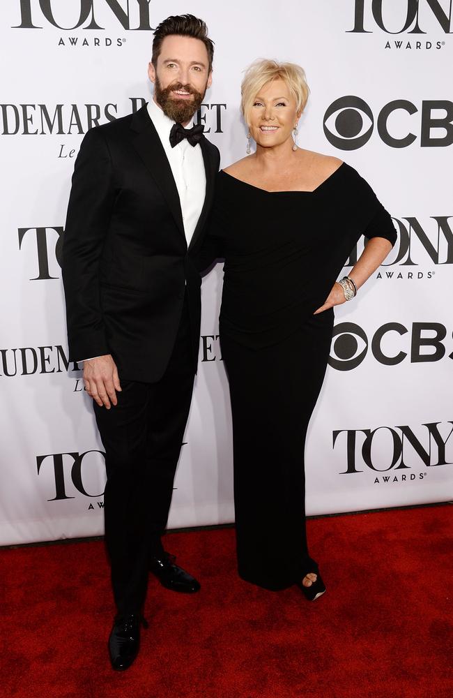 Hugh Jackman and Deborra-Lee Furness pose on the red carpet in New York.