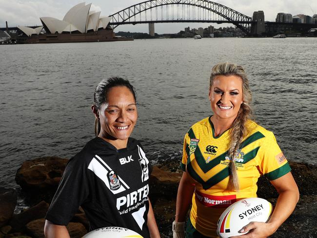 Kiwi Ferns' captain Sarina Fiso and Jillaroos captain Ruan Sims.