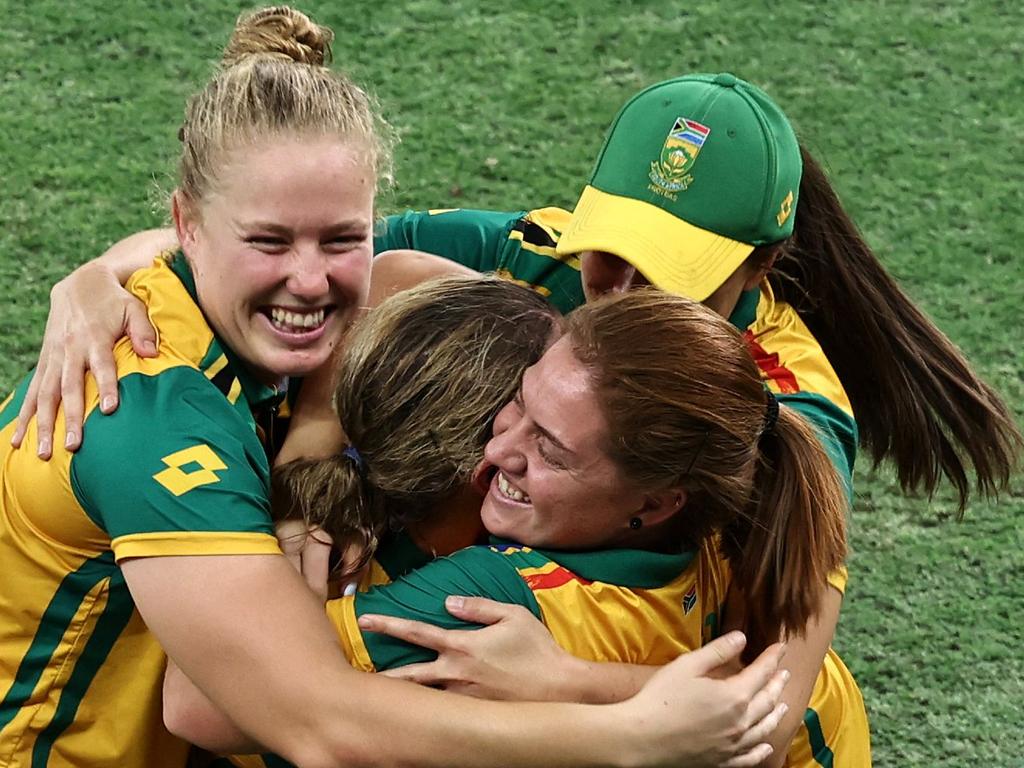 South Africa's players celebrate their win. Picture: AFP