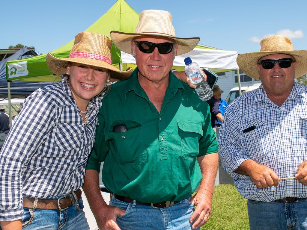 Loving the Kyogle Show, from Kyogle, Phil Taylor, Gavin O'Neill and Charlize Taylor. Picture: Cath Piltz