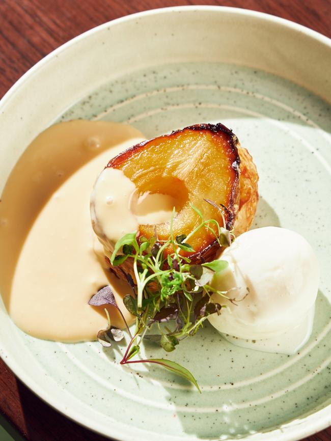 Pear tart at Martha Hardy's Kitchen, Mount Lofty House. It’s pretty, but not perfect. Picture: Duy Huynh