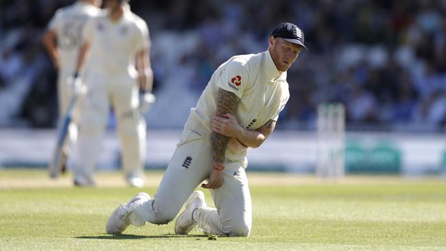 Ben Stokes after barely missing a catch off Marnus Labuschagne. Picture: Getty Images