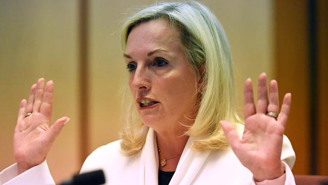 Former Australia Post CEO Christine Holgate appears before a Senate inquiry into her ousting. Picture: AAP