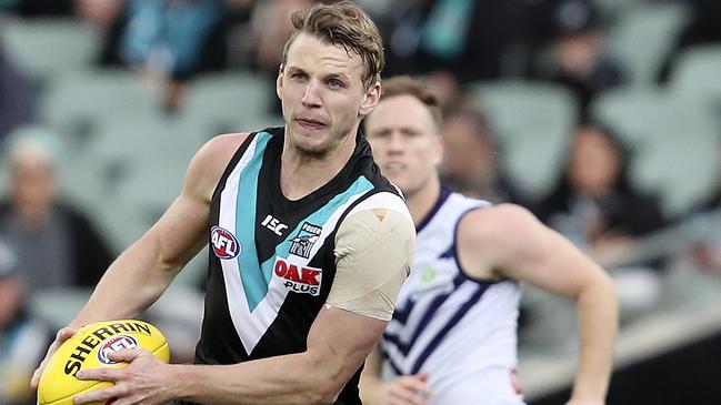 Trent McKenzie will add to his two AFL games for Port Adelaide against his former side the Gold Coast Suns Picture SARAH REED