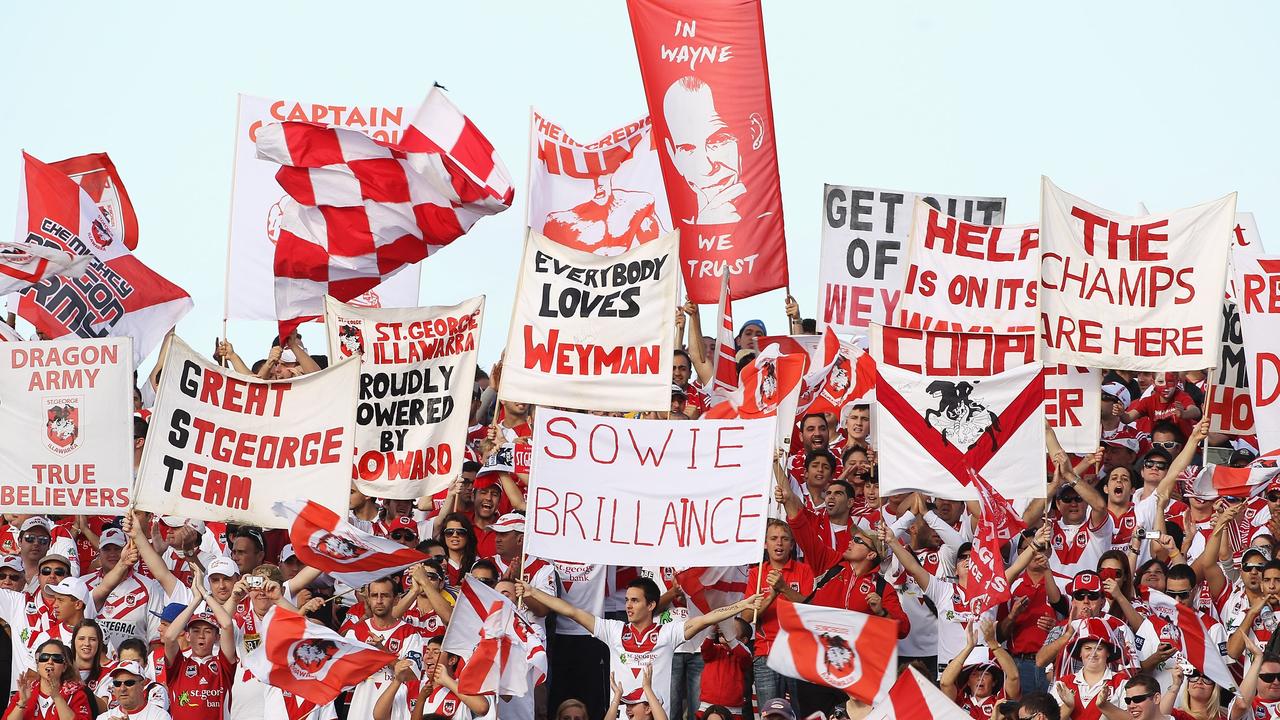 Dragons supporters at Jubilee Stadium. Picture: Mark Kolbe/Getty Images