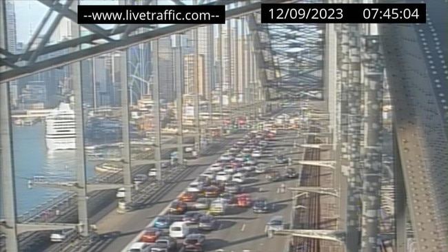 Traffic heading into the CBD is stalled after a head on collision during peak hour. Picture: Live Traffic