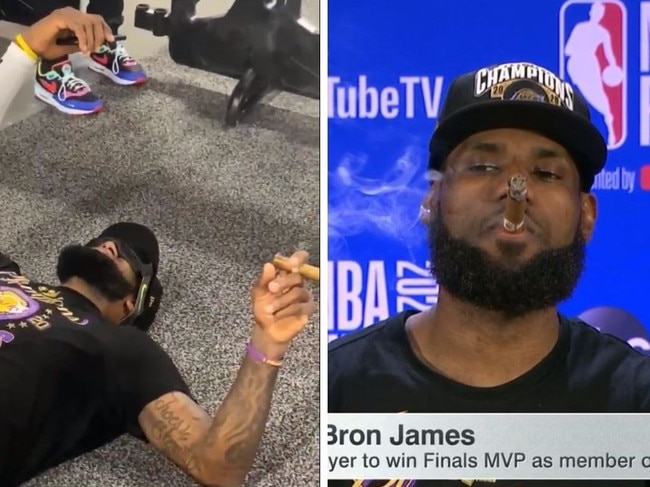 LeBron James celebrates the championship