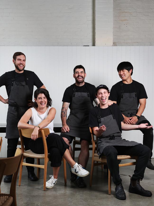 Franklin restaurant’s team which recently welcomed new head chef Peter Cooksley, centre, also includes kitchen crew member Liam Mangan-Smith, assistant sommelier and restaurant supervisor Alice Chugg and kitchen crew members Joseph McPhail and Hyung Wook Park. Picture: NIKKI DAVIS-JONES