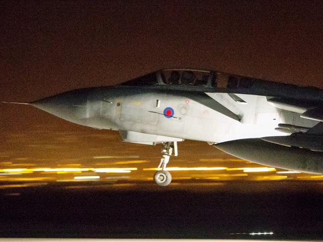 RAF Tornados take off from RAF Akrotiri in Cyprus to  conduct strikes in support of joint allied operations in Syria.