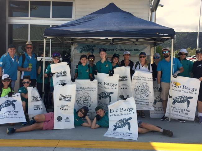 Eco Barge Clean Seas volunteers invite Whitsundays visitors and residents to join them at a community clean up event on World Turtle Day. Picture: Supplied.