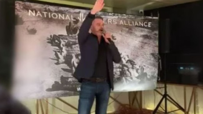 Aussie actor Damien Richardson has been charged with performing a Nazi salute at a Melbourne event in September.