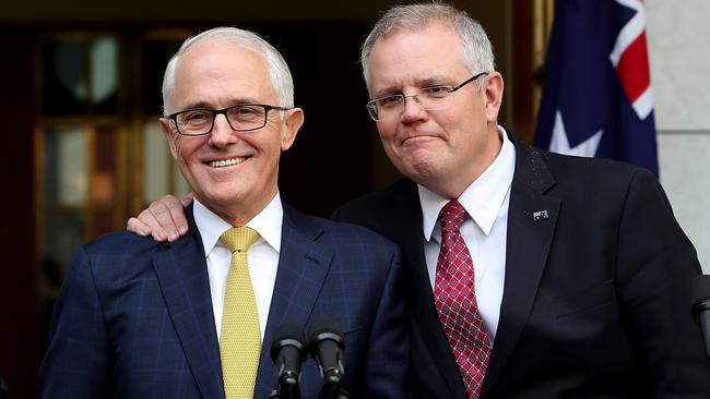 Malcolm Turnbull and Scott Morrison in August, 2018. Picture Kym Smith