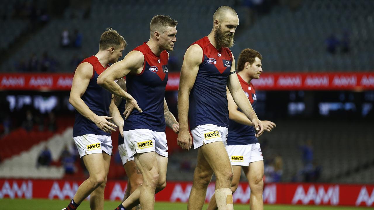 Max Gawn’s Demons were humbled by the Western Bulldogs. Picture: Daniel Pockett