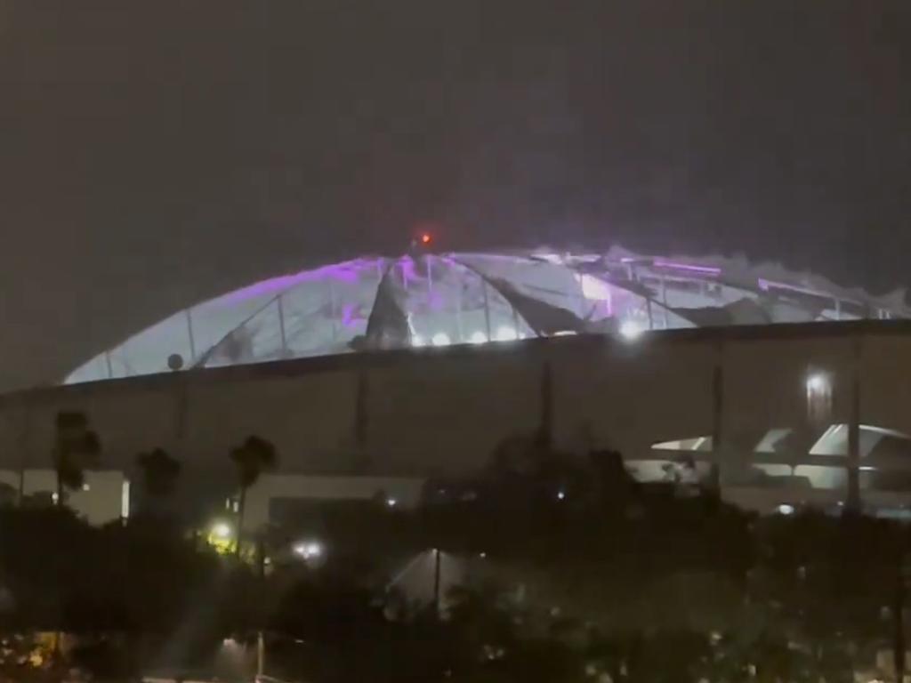 Wild footage has shown the roof of a popular sports stadium being blown off by Hurricane Milton’s ferocious winds.