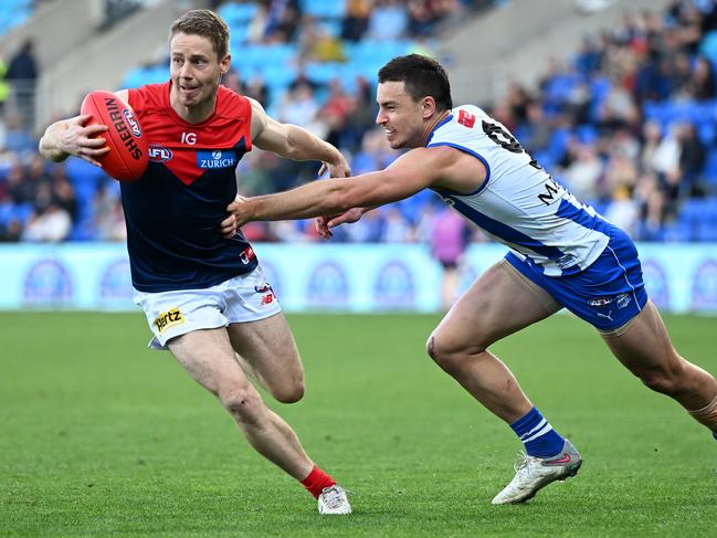 Lachie Hunter is back in Melbourne’s team. Picture: Steve Bell/Getty Images