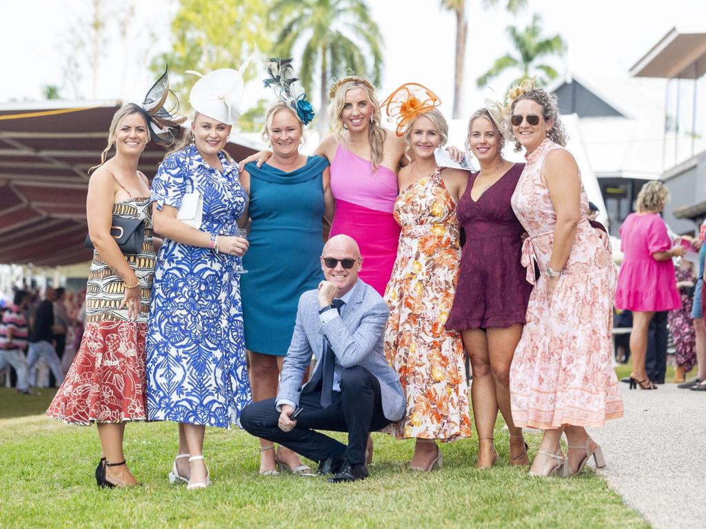 Tommi Husband and his large group of local friends at Ladies Day 2022. Picture: Floss Adams.