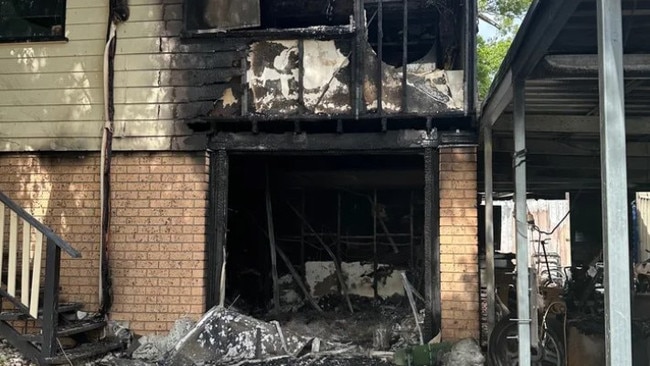 The house that Kyle Wright's family had owned for 30 years at Crestmead was destroyed in an e-scooter fire. The e-scooter reportedly exploded in the backyard. Photo: Supplied