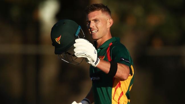 Ben McDermott celebrates a century during a JLT Cup match against South Australia. Pic: Getty Images