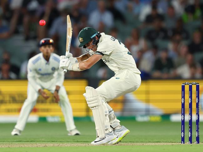 Marnus Labuschagne survived a tense final session on the first day. Picture: Paul Kane/Getty Images