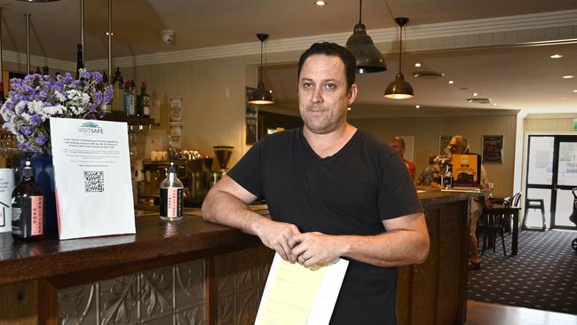 Simon Thompson, owner of the Downs Hotel, Drayton upset with COVID-19 breach fine.