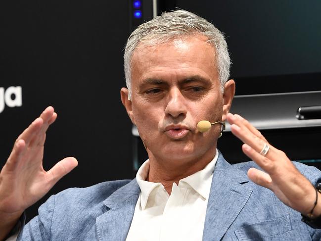 Portuguese football manager Jose Mourinho attends a conference about speed and innovation in football on September 12, 2019 in Madrid. (Photo by PIERRE-PHILIPPE MARCOU / AFP)
