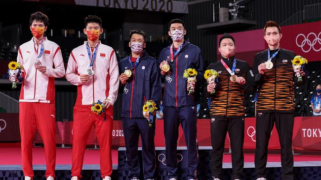 Chinese Tapei bagged gold while China claimed silver and Malaysia got bronze for the doubles badminton event in Tokyo. Picture: Lintao Zhang/Getty Images