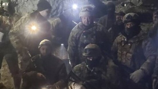 Yevgeny Prigozhin released on social media a picture of himself with Wagner mercenaries in a salt mine at Soledar