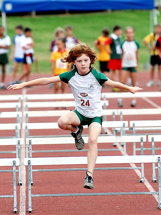 Cortnee Vine in the girls U9 60 metre hurdles