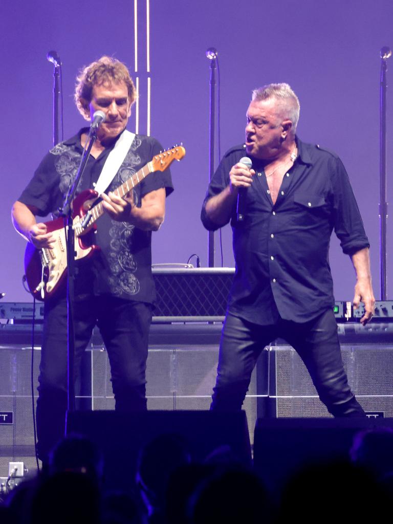 Cold Chisel’s Ian Moss and Jimmy Barnes performing in Brisbane on October 30, 2024. Photo Steve Pohlner