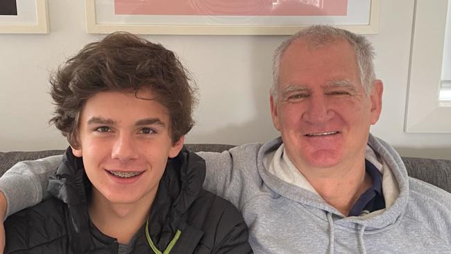 Mark Mickan with his son Fletcher, 15.