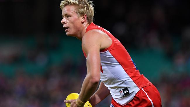 Isaac Heeney played his best game for the season against the Bulldogs.