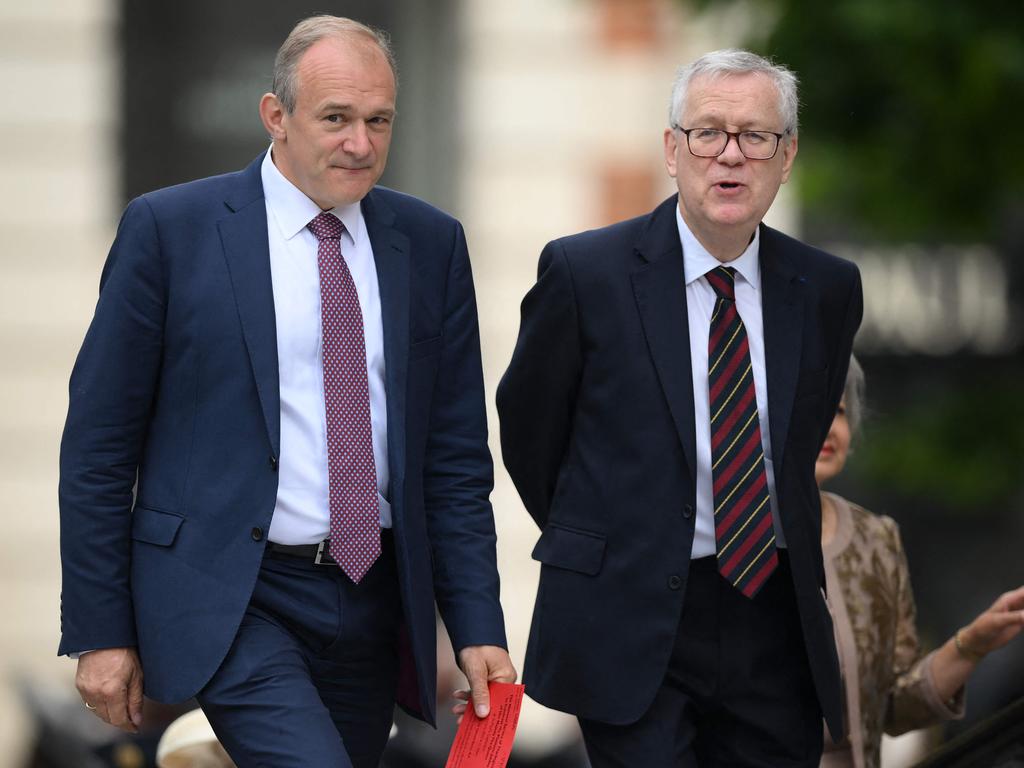 Liberal Democrat leader Ed Davey and Liberal Democrat Leader of the House of Lords Lord Newby, right. Picture: AFP