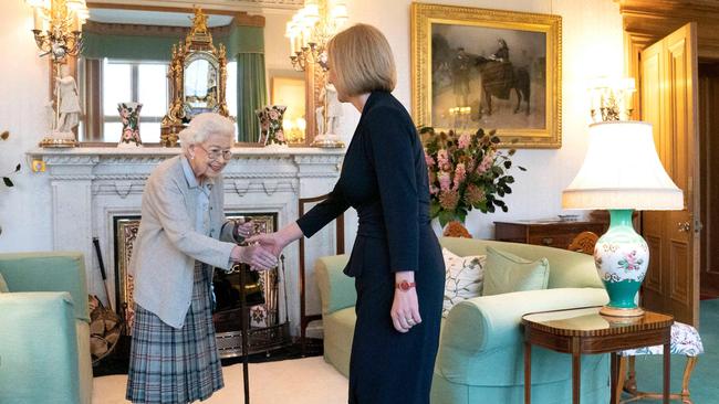 Queen Elizabeth II meets Britain's Prime Minister-elect Liz Truss at Balmoral Castle earlier this week. Picture: AFP.