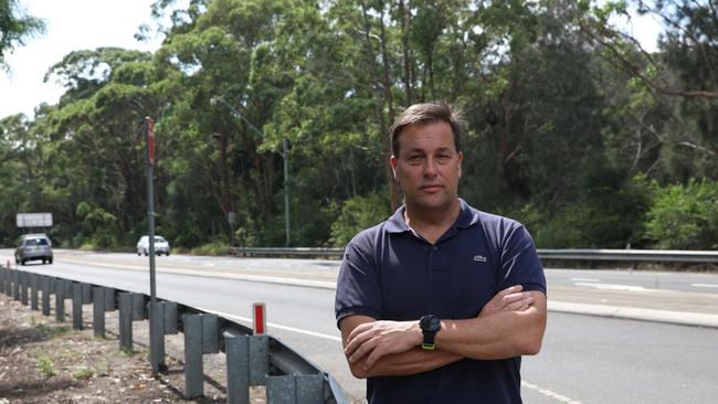 Federal Liberal MP for Mackellar Jason Falinski, on Wakehurst Parkway at Narrabeen this week, has written to NSW Transport Minister Andrew Constance, urging him to launch a feasibility study into upgrading the road. Picture: Supplied