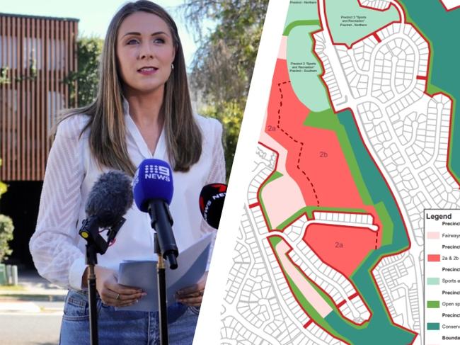 Housing Minister and Gaven MP Meaghan Scanlon with proposed plans for the Arundel Hills Country Club development.