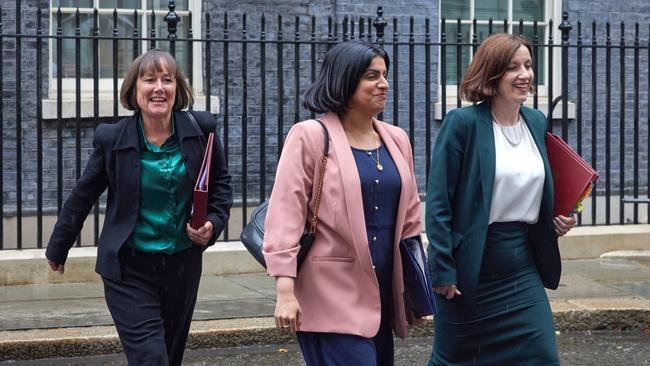 Secretary of State for Justice Shabana Mahmood (C), Secretary of State for Education Bridget Phillipson (R) and Secretary of State for Wales Jo Stevens leave Number 10 following the first cabinet meeting. Picture: AFP