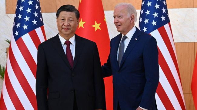 US President Joe Biden and China's President Xi Jinping meet on the sidelines of the G20 Summit in Nusa Dua. Picture: AFP.